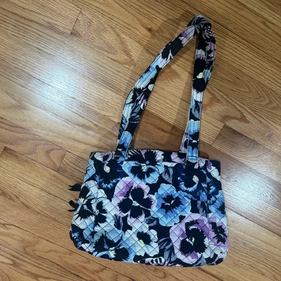 Vera Bradley Floral Shoulder Bag - Black, Blue, Purple - Picture 2 of 4